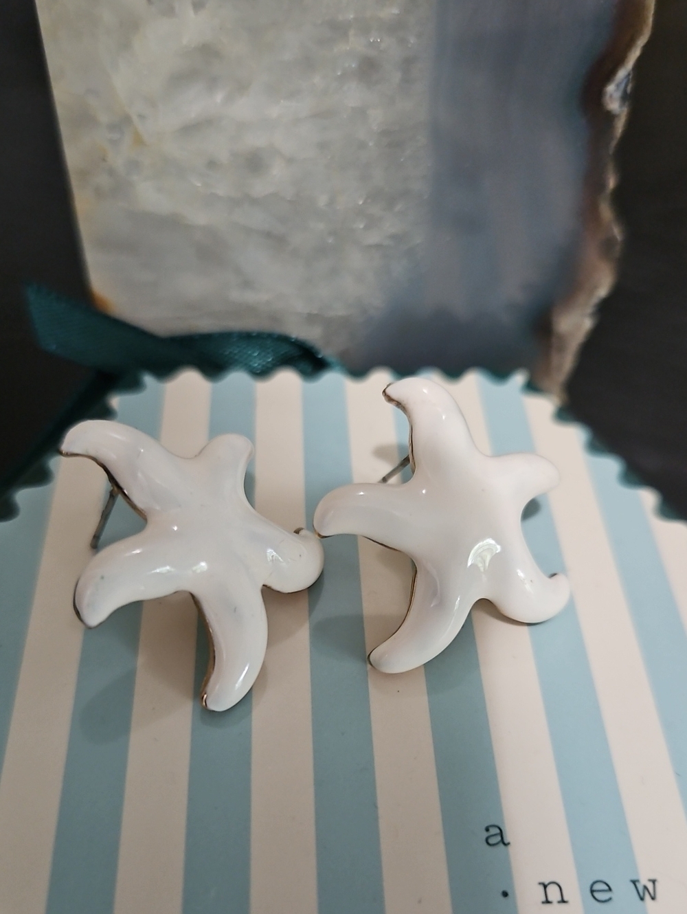 White Goldtone Starfish Earrings